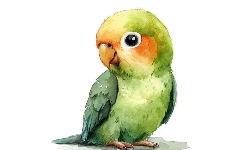 Cute Parrot Bird Baby Watercolor Handmade illustration 3