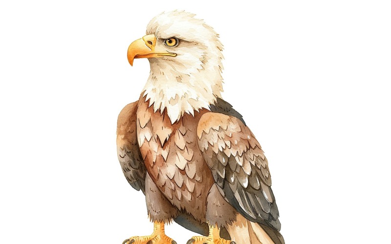 Lindo águila calva pájaro bebé acuarela ilustración hecha a mano 3