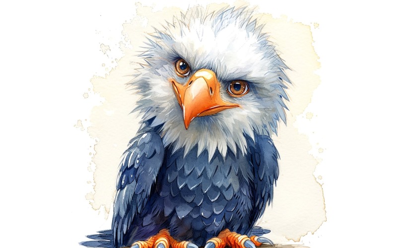 Roztomilý Eagle Bird Baby Akvarel ručně vyráběné ilustrace 2.