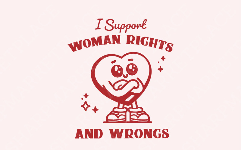 Je soutiens les droits et les torts des femmes PNG, Funny Feminist Design, Retro Heart
