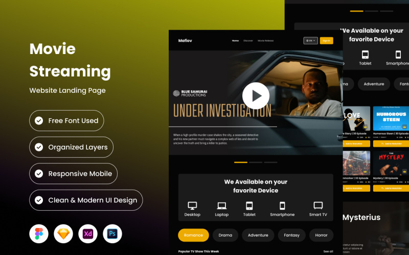 Mafiov - Page de destination du streaming de films V1