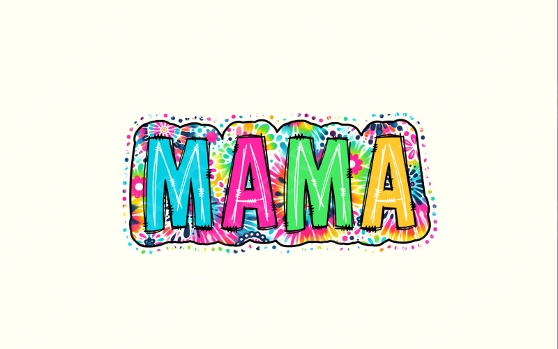 Mama PNG, Bright Paisley Floral, Scribble Doodle Design, Digitální soubor pro sublimaci, Trendy