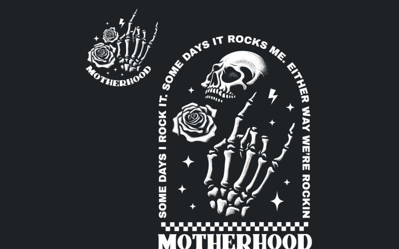Mateřství Some Days I Rock It PNG, Retro Sublimační Design, Funny Mom Life, Rock Skeleton Hand