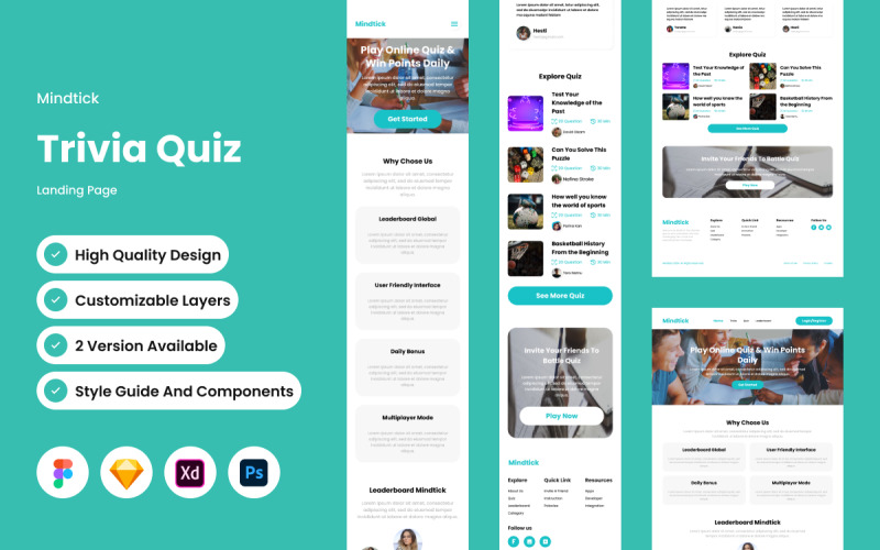 Mindtick - Página de inicio del cuestionario de trivia V2