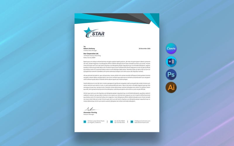 Plantilla de membrete empresarial Canva editable, plantilla de membrete personalizada para descarga digital de Word