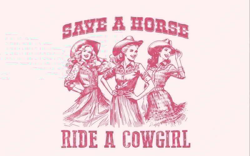 Retro Save A Horse Ride A Cowgirl PNG, Funny Lesbian Cowgirl Digital Download, Sapphic PNG, Lesbian
