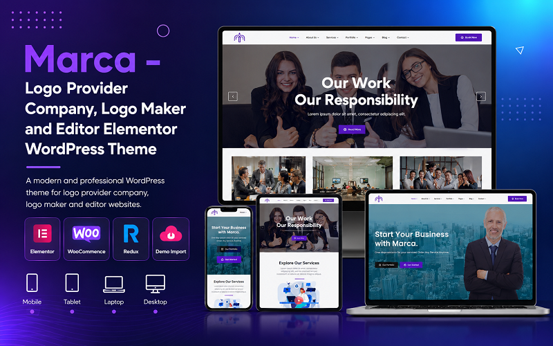 Marca – Logo-Anbieter, Logo-Ersteller und Editor für das Elementor WordPress-Theme