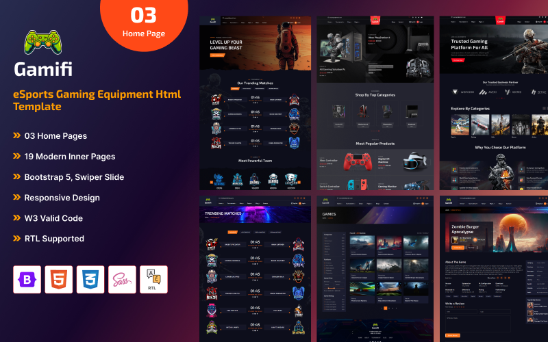 Gamifi - HTML-sjabloon voor eSports- en gamingtoernooien