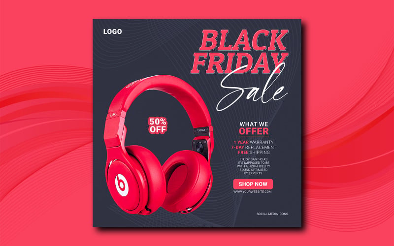 Headphone Flyer Design Template #422610 - TemplateMonster
