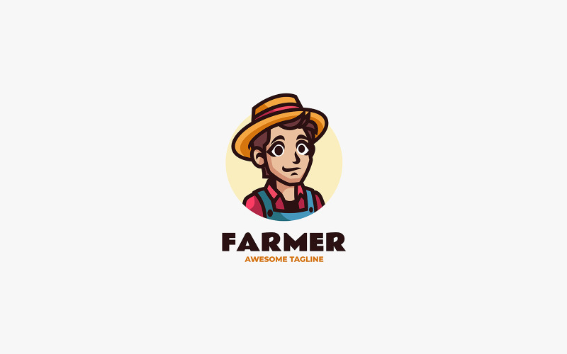 Logotipo de dibujos animados de mascota de granjero 2