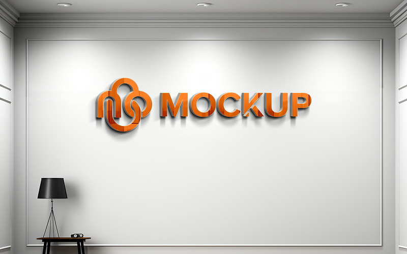 Gerçekçi beyaz duvar 3d iç mekan maketi psd modern ve minimalist iç mekan duvar logosu maketi