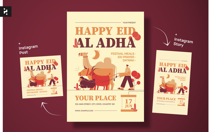 Modèle de flyer créatif Eid Al Adha