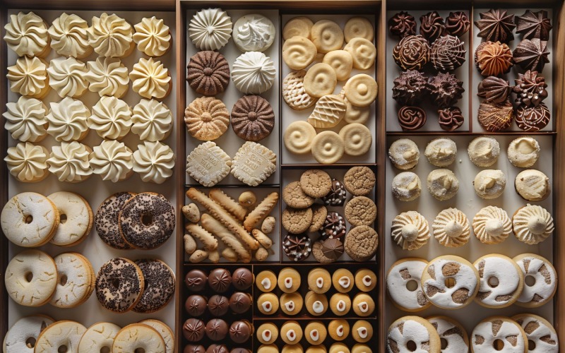 Colagem diferente de biscoitos de chocolate na caixa 117
