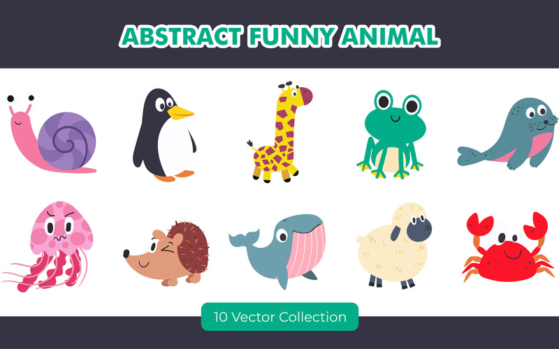 Conjunto de elementos animales divertidos abstractos