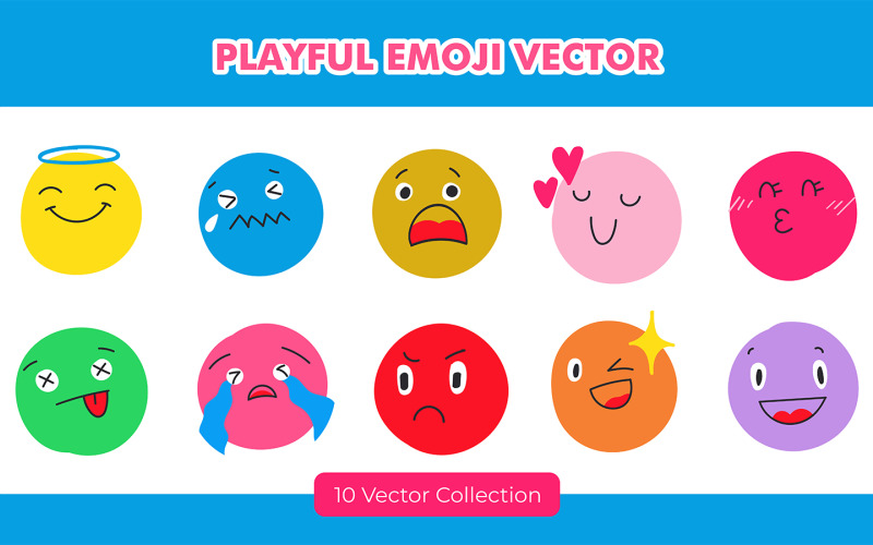 Conjunto de ilustración de Emoji juguetón