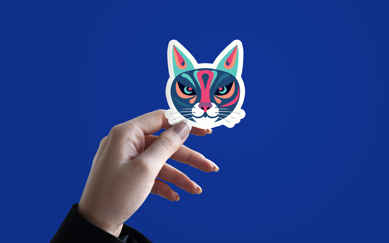 Kedi Etiket İllüstrasyon 3-0648-23