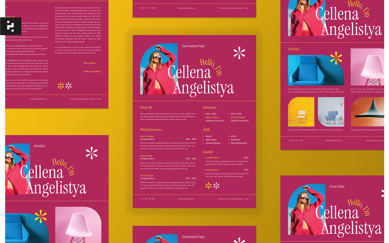 Pacchetto curriculum CV creativo rosso