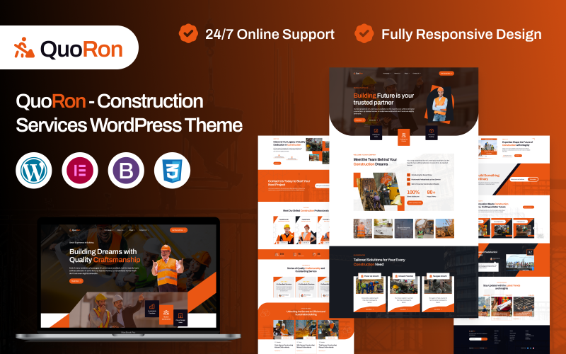 Quoron - Tema de WordPress para servicios de construcción.