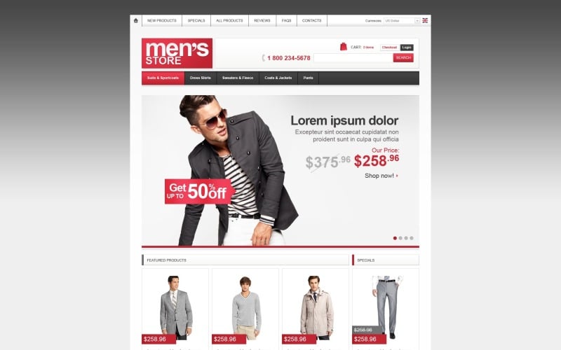 Men's Store ZenCart Template