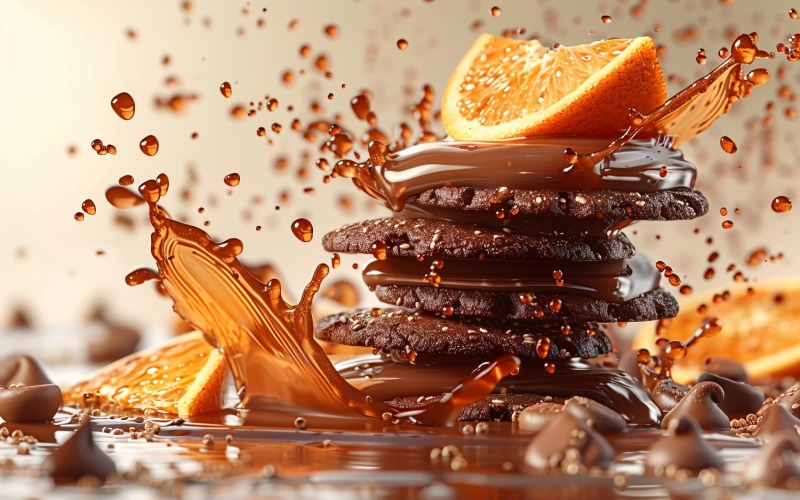 Biscuits flottants aux pépites de chocolat avec éclaboussures d'huile 139