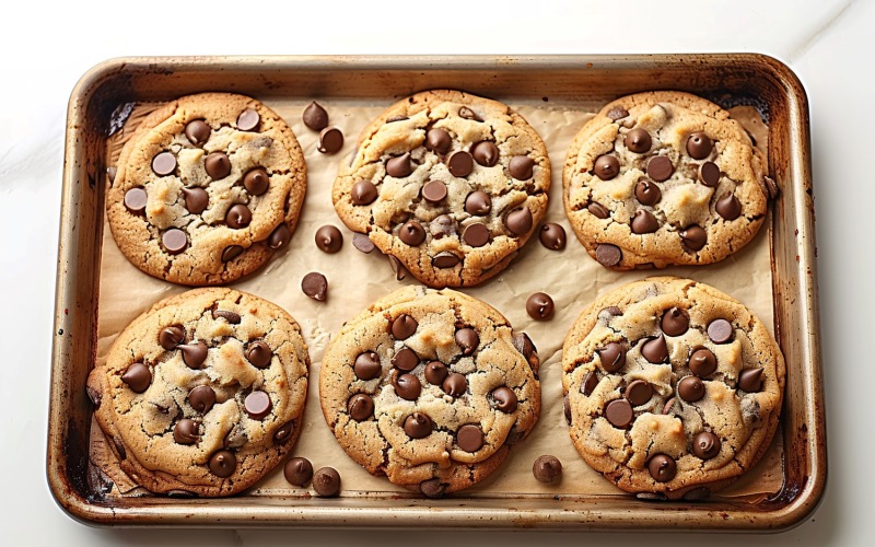Chocolate chip cookies collage på en träbricka 206