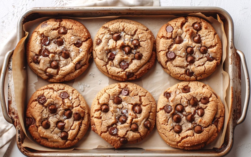 Collage di biscotti con gocce di cioccolato sul vassoio 208