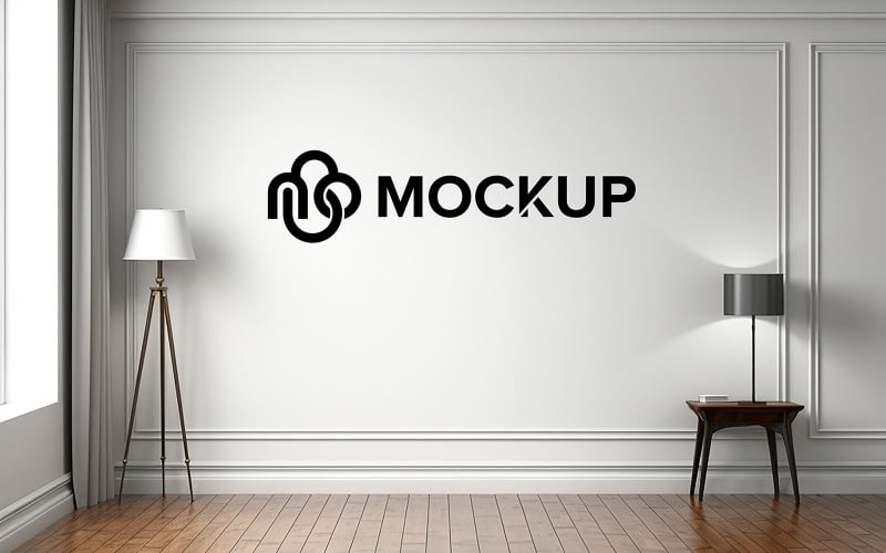 Maquette de logo noir sur mur intérieur blanc psd maquette de logo mural réaliste psd
