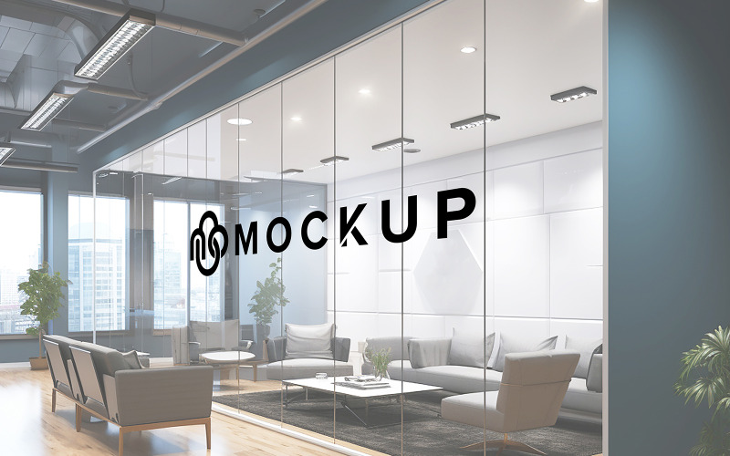 Mockup logo parete divisoria in vetro per ufficio psd mockup realistico logo parete divisoria in vetro per ufficio