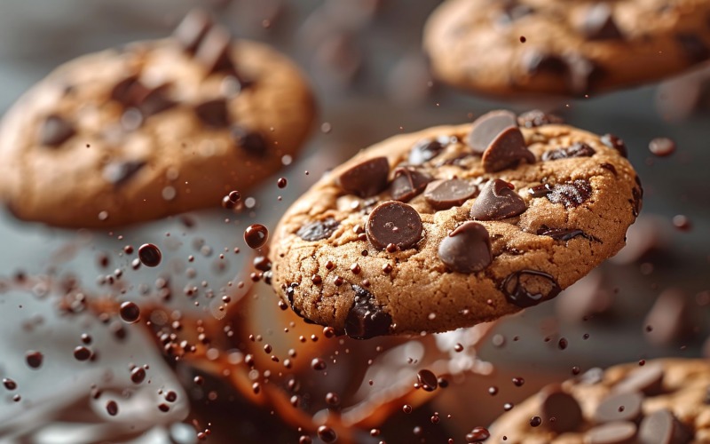 Schwimmende Chocolate Chip Cookies mit Schokoladenspritzern 162