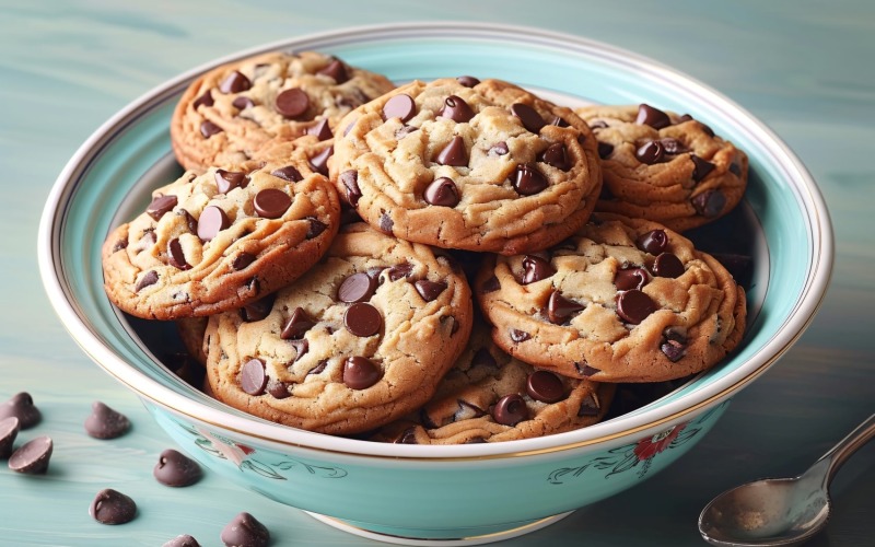 Galletas con chispas de chocolate Montón en un plato 232