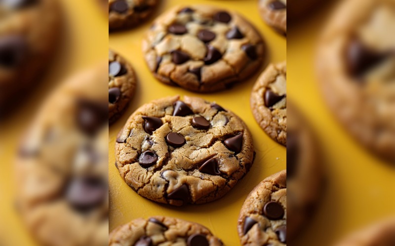 Colagem de biscoitos de chocolate em fundo amarelo 65