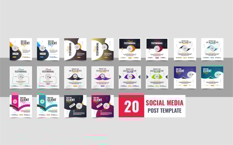 Customer feedback or client testimonial social media post bundle