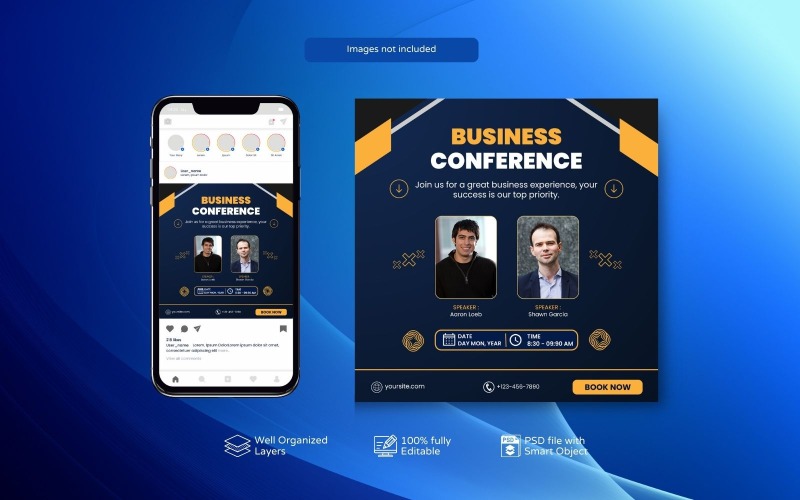 Modelo PSD webinário ao vivo design de postagem em mídia social corporativa