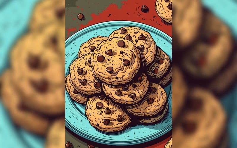 Biscuits aux pépites de chocolat sur une assiette 178