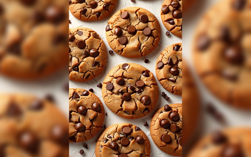 Chocoladeschilferkoekjes collage op witte achtergrond 221