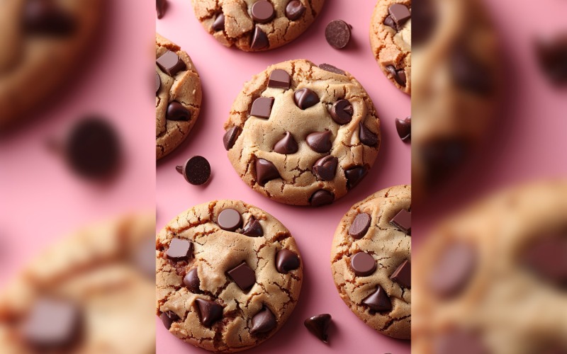 Colagem de biscoitos de chocolate em fundo rosa 231