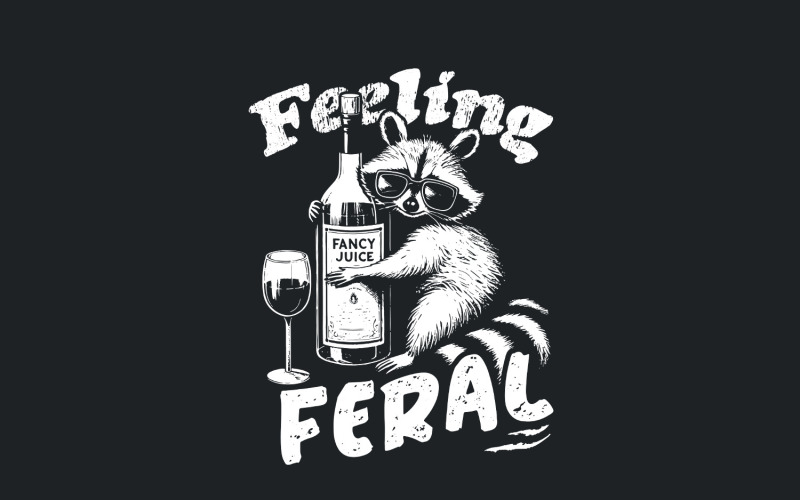 Funny Raccoon Shirt Design Feeling Feral PNG SVG Sarcastic Trash Panda ...