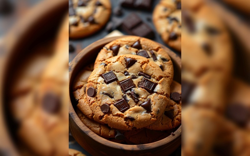 Koekjes met chocoladestukjes in houten schaal 173