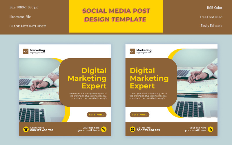 Designvorlage für Social-Media-Beiträge im digitalen Marketing 9