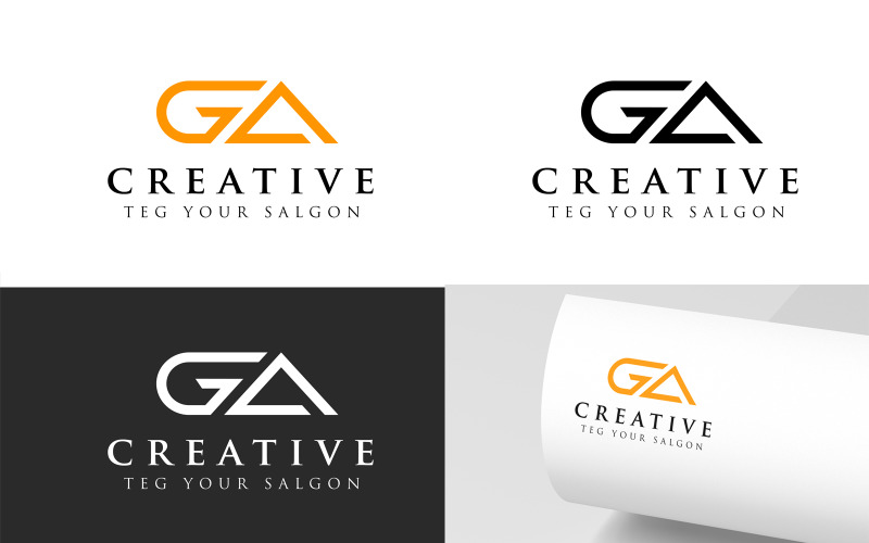 Modèle de conception de logo de lettres GA, idée de logo GA