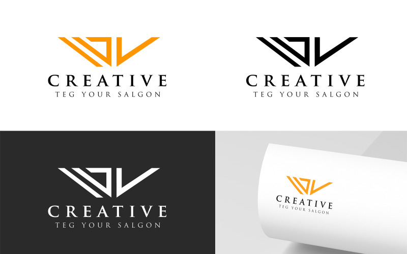 Modèle de conception de logo de lettres WV