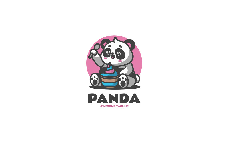 Dondurma Panda Maskot Karikatür Logosu 1