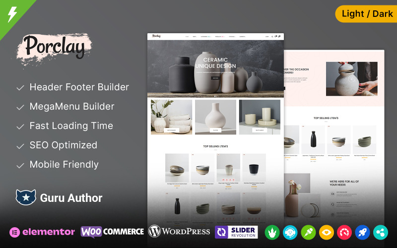 Porclay - Kerámia kerámia és kézműves mesterségek Elementor WooCommerce téma
