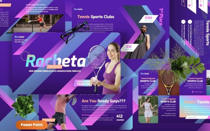 Racheta - Modelli Powerpoint per lo sport del tennis