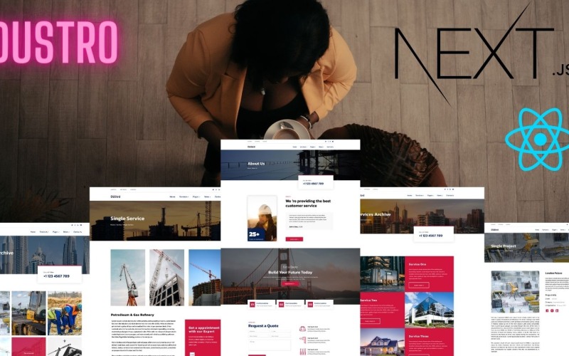 Dustro - ReactJS och NextJS Construction Webbplatsmall