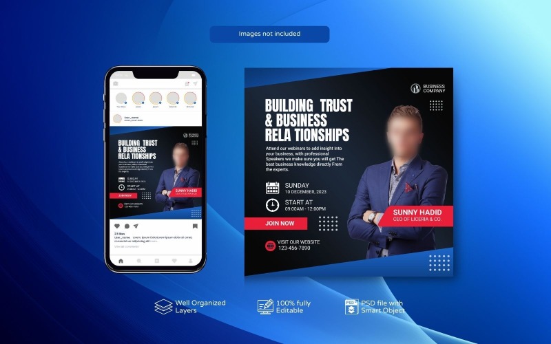 Корпоративні соціальні мережі та живий вебінар PSD Design Essentials темно-синій