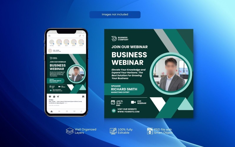 Návrhy PSD pro firemní webináře a příspěvky na sociálních sítích
