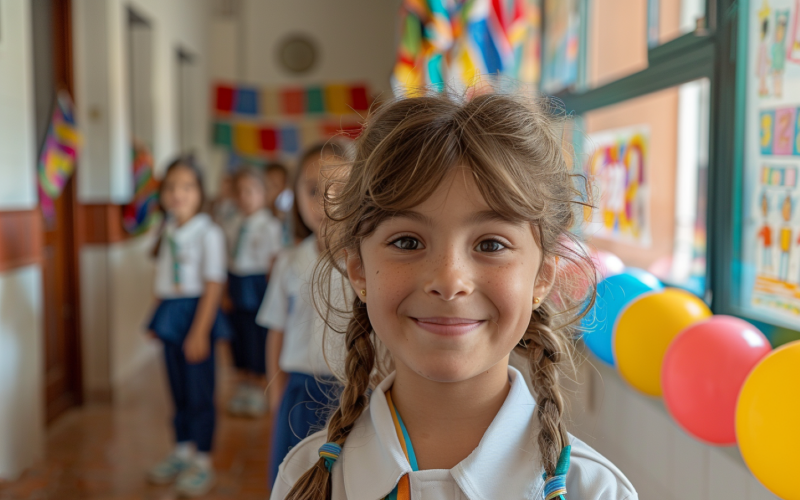 Niños vestidos con uniforme escolar, camisa blanca y pantalón gris 201.