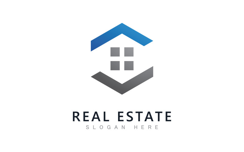 Modèle de logo immobilier vecteur. Icône de maison abstraite V7