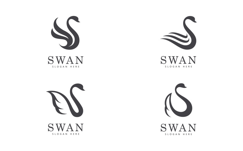 vecteur de logo de cygne. Icône de logo minimaliste abstrait cygne V14